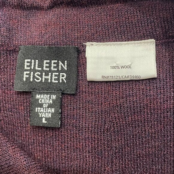 EUC Eileen Fisher 100% Wool Pleated Sweater Skirt Dark Purple Large - Picture 5 of 6